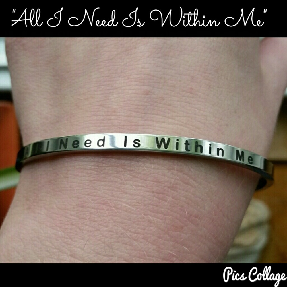 Stainless Steel Motivational Quote Bangle